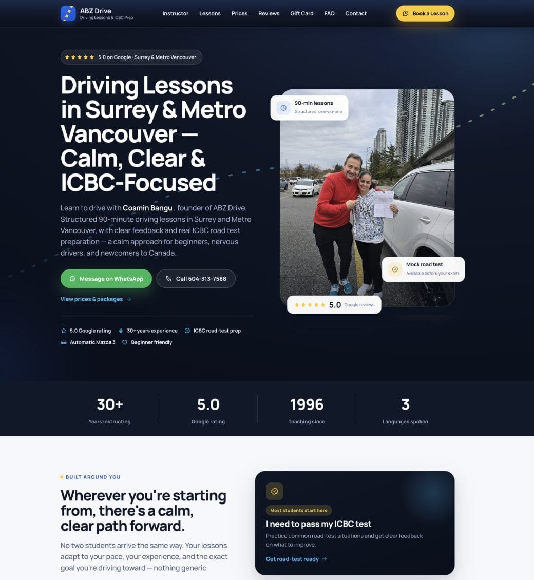 Example small business website built by ARDENUX — a clean, mobile-friendly homepage