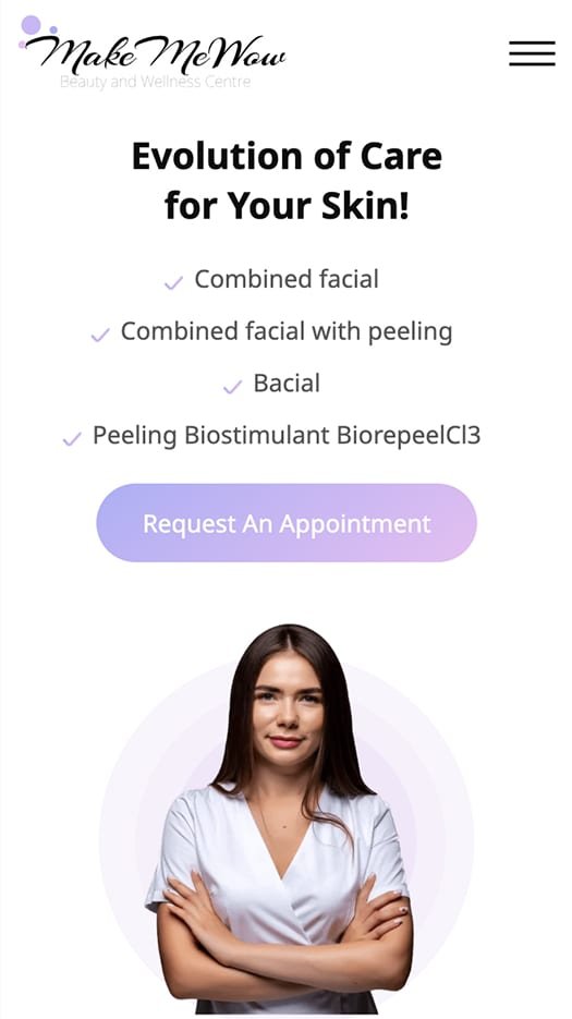 Beauty studio mobile website preview
