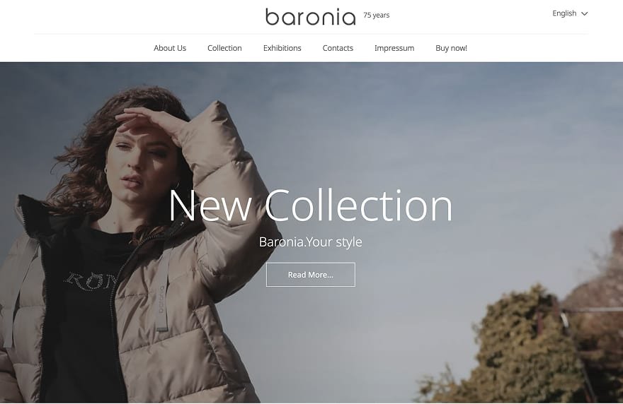 Baronia fashion website homepage preview