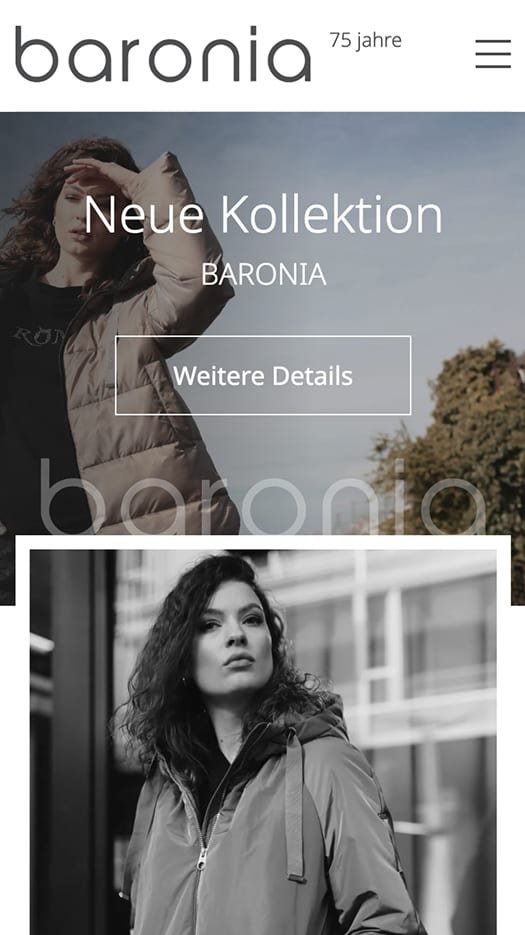 Fashion brand mobile website preview